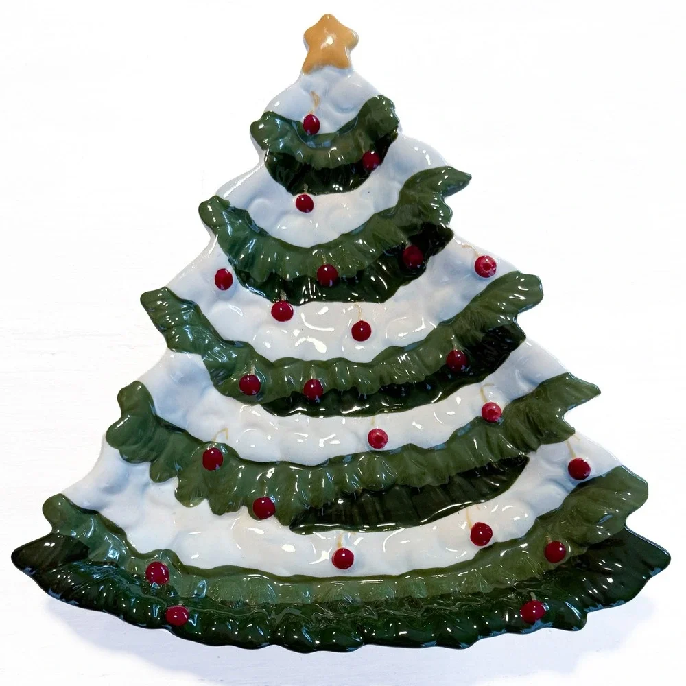 Park Designs Teresa Kogut Christmas Joys Ceramic Tree Trivet Spoon Rest Folk Art